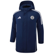 24-25 Bayern Royal Blue Hooded Windbreaker Fabric Cotton Coat #G198(白标)