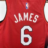 24-25 HEAT JAMES #6 Red City Edition Top Quality Hot Pressing NBA Jersey (V领）