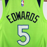 TIMBERWOLVES EDWARDS #5 Fluorescent green Top Quality Hot Pressing NBA Jersey (Trapeze Edition)飞人版