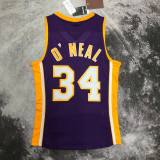 2000 LAKERS O‘NEAL #34 Purple Retro Top Quality Hot Pressing NBA Jersey(V领)