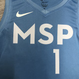 2019-20 Timberwolves EDWARDS #1 Sky Blue Retro Top Quality Hot Pressing NBA Jersey