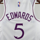 TIMBERWOLVES EDWARDS #5 White Top Quality Hot Pressing NBA Jersey
