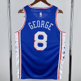 22-23 76ERS GEORGE #8 Blue Top Quality Hot Pressing NBA Jersey (V领）