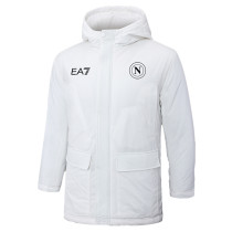 24-25 Napoli White Hooded Windbreaker Fabric Cotton Coat #G237