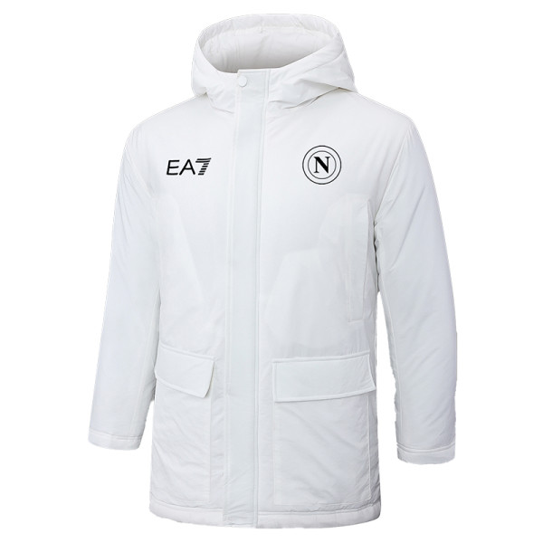 24-25 Napoli White Hooded Windbreaker Fabric Cotton Coat #G237
