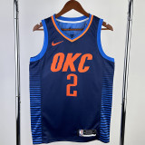 23-24 OKC Thunder GILGEOUS-ALEXANDER #2 Blue City Edition Top Quality Hot Pressing NBA Jersey (蓝色条纹 )