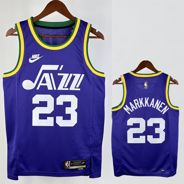 23-24 JAZZ MARKKANEN #23 purple Top Quality Top Quality Hot Pressing NBA Jersey (Retro Logo)