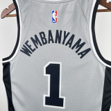 20-21 SA Spurs WEMBANYAMA #1 Grey Top Quality Hot Pressing NBA Jersey (Trapeze Edition) 飞人版