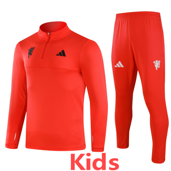 24-25 Man Utd Red Kids Half Pull Tracksuit (童装)(半拉链)