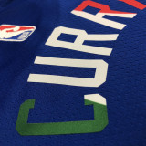 Warriors CURRY #30 'Mexico' Blue 75th Anniversary Retro Top Quality Hot Pressing NBA Jersey