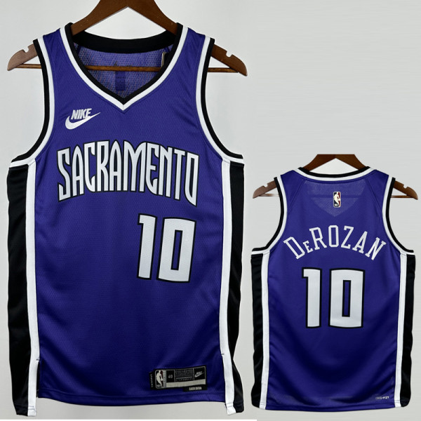 24-25 KINGS DEROZAN #10 Purple Retro Top Quality Hot Pressing NBA Jersey(V领）