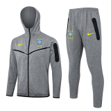 24-25 Brazil Grey Hoodie Jacket Tracksuit #F573