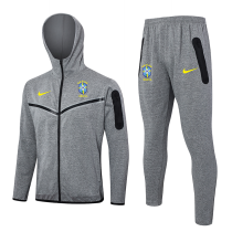 24-25 Brazil Grey Hoodie Jacket Tracksuit #F573