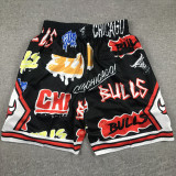 BULLS Black City Edition Top Quality NBA Pocket Pants #公牛涂鸦