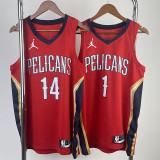 22-23 Pelicans WILLIAMSON #1 Red Top Quality Hot Pressing NBA Jersey (Trapeze Edition) 飞人版