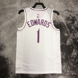 2018-19 Timberwolves EDWARDS #1 White Retro Top Quality Hot Pressing NBA Jersey