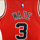 2016-2017 BULLS WADE #3 Red Retro Top Quality Hot Pressing NBA Jersey(圆领）