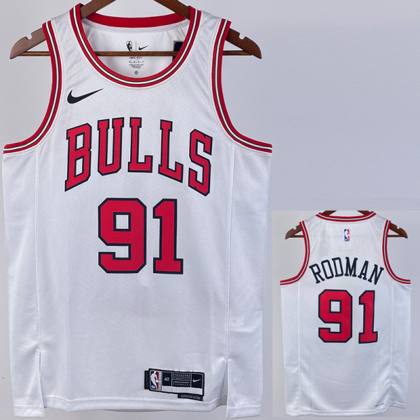 22-23 BULLS RODMAN #91 White Top Quality Hot Pressing NBA Jersey