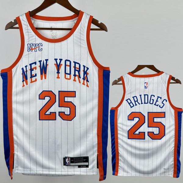 24-25 KNICKS BRIDGES #25 White City Edition Top Quality Hot Pressing NBA Jersey