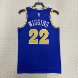 22-23 WARRIORS WIGGINS #22 Blue Top Quality Hot Pressing NBA Jersey (Retro Logo)