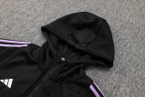 24-25 Germany Black Hoodie Half Pull Tracksuit #F595半拉连帽