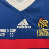 1998 France Home Kids Retro Soccer Jersey (带小字)