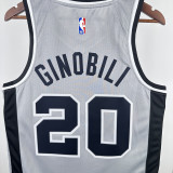 20-21 SA Spurs GINOBILI #20 Grey Top Quality Hot Pressing NBA Jersey (Trapeze Edition) 飞人版