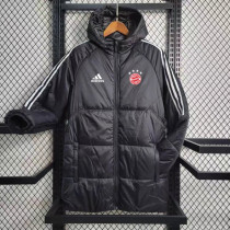 23-24 Bayern Black Hooded Cotton Coat White Edge (白色边) 棉衣