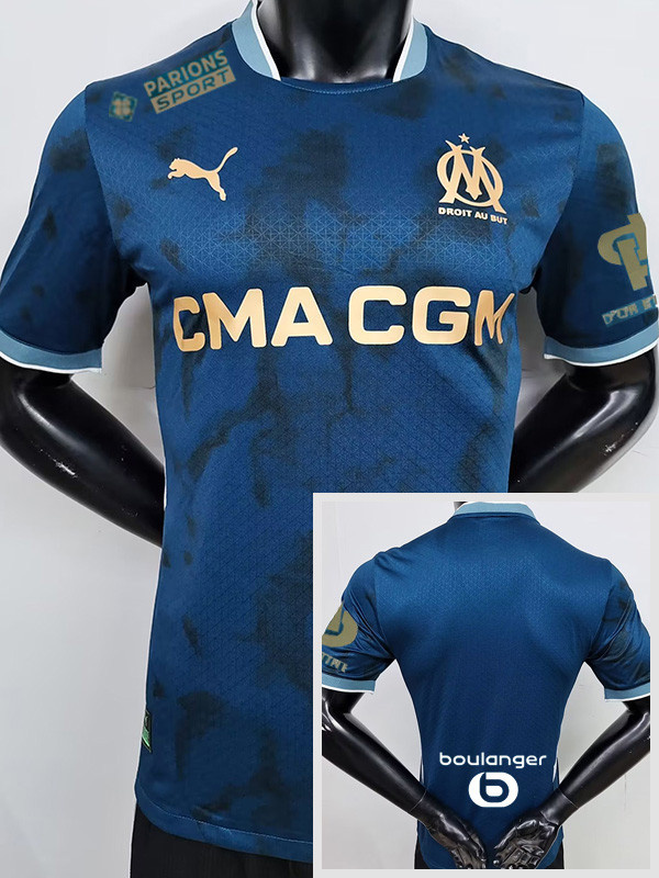 24-25 Marseille Away Player Version Soccer Jersey (Print all Sponsor)