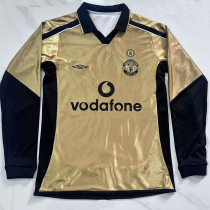 2001-2002 Man Utd Gold 100th Anniversary Long Sleeve Retro Soccer Jersey (长袖)