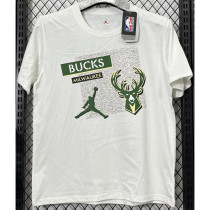 T197 Bucks Jordan White High Quality Casual T-Shirt