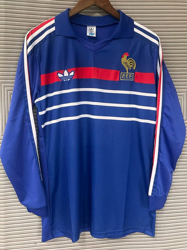 1984-1986 France Home Long Sleeve Retro Soccer Jersey (长袖)