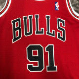 1998 BULLS RODMAN #91 Red Retro Top Quality Hot Pressing NBA Jersey