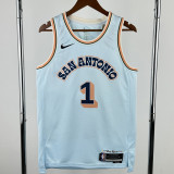 24-25 SA Spurs WEMBANYAMA #1 Light blue City Edition Top Quality Hot Pressing NBA Jersey
