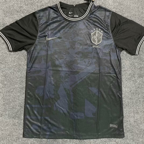 22-23 Brazil Black Fans Soccer Jersey(前底纹-灰标)