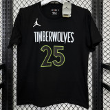 T181 Timberwolves ROSE #25 Black High Quality Casual T-Shirt