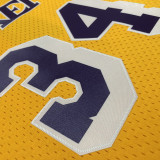 1997 LAKERS O’NEAL #34 Yellow Retro Top Quality Hot Pressing NBA Jersey(圆领)