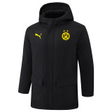 24-25 Dortmund Black Hooded Windbreaker Fabric Cotton Coat #G250