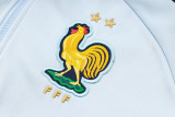 24-25 France Light blue Hoodie Half Pull Tracksuit #F589半拉连帽