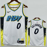 24-25 Indiana Pacers HALIBURTON #0 White City Edition Top Quality Hot Pressing NBA Jersey