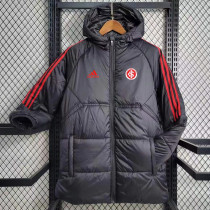 23-24 Internacional Black Hooded Cotton Coat Red Edge (红色边) 棉衣