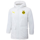 24-25 Dortmund White Hooded Windbreaker Fabric Cotton Coat #G251