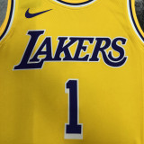 LAKERS RUSSELL #1 Yellow Top Quality Hot Pressing NBA Jersey(圆领)