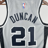 20-21 SA Spurs DUNCAN #21 Grey Top Quality Hot Pressing NBA Jersey (Trapeze Edition) 飞人版