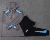 24-25 TOT Dark gray Hoodie Half Pull Tracksuit #F566半拉连帽