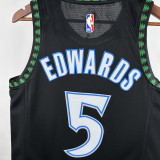 2017-2018 TIMBERWOLVES EDWARDS #5 Black Retro Top Quality Hot Pressing NBA Jersey