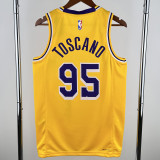 22-23 LAKERS TOSCANO #95 Yellow Top Quality Hot Pressing NBA Jersey(圆领)