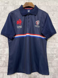 2023 France Royal blue Rugby Polo Short Sleeve #01