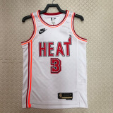 22-23 Heat WADE #3 White Top Quality Hot Pressing NBA Jersey (Retro Logo)