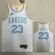 22-23 LAKERS JAMES #23 White Top Quality Hot Pressing NBA Jersey (Retro Logo)